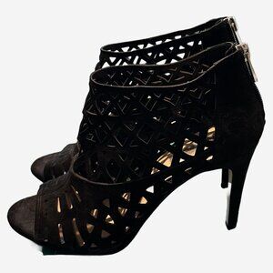 Black Laser cut INC Heeled Sandal